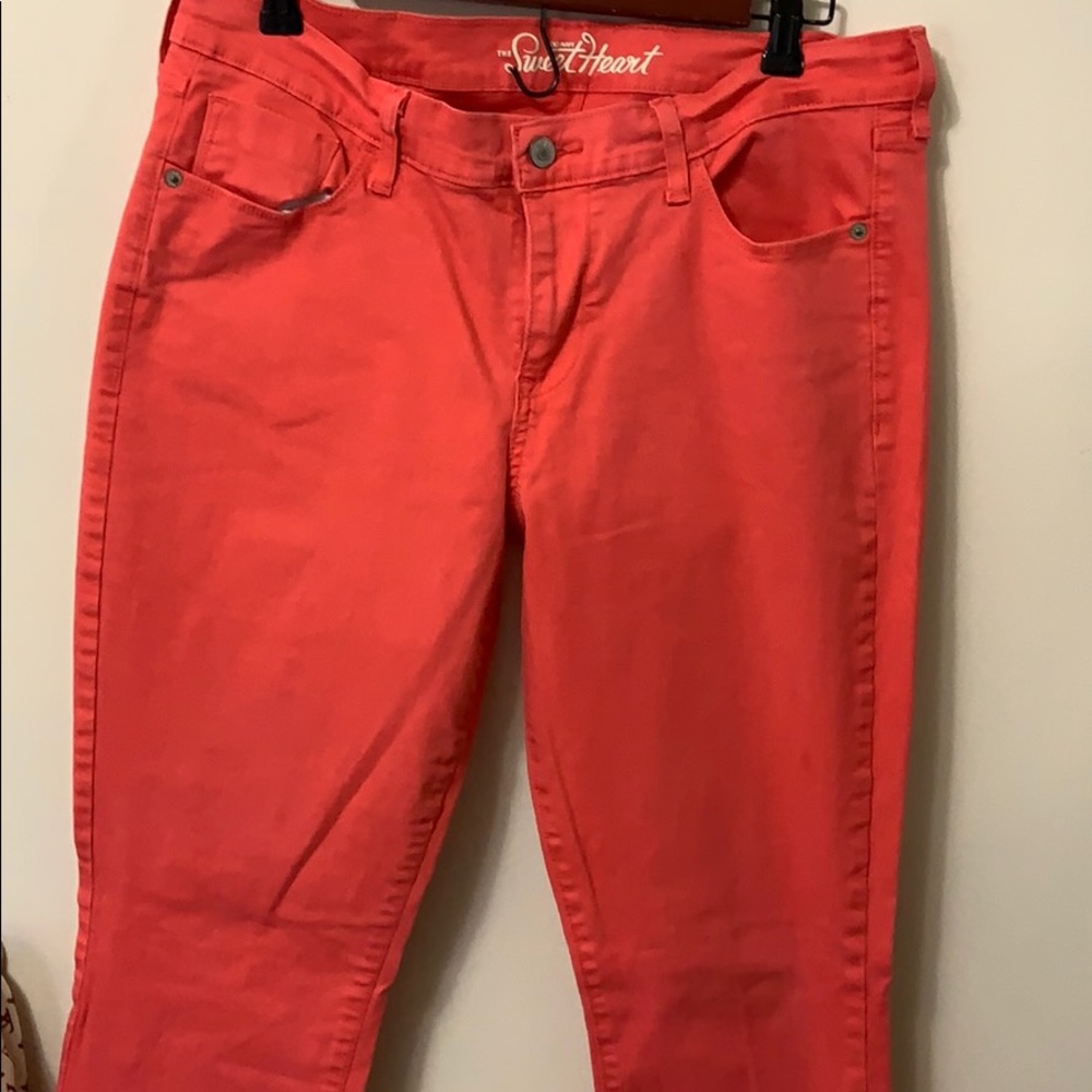Coral ankle cropped jeans